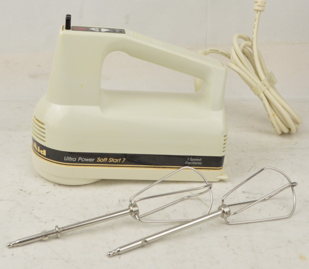 KitchenAid KHM7TWE Ultra Power Soft Start 7 Speed Hand Mixer White w/ Beaters
